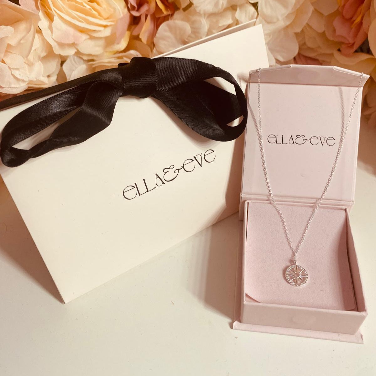 Sterling Silver Compass Necklace CZ Stone - The Ulyssa