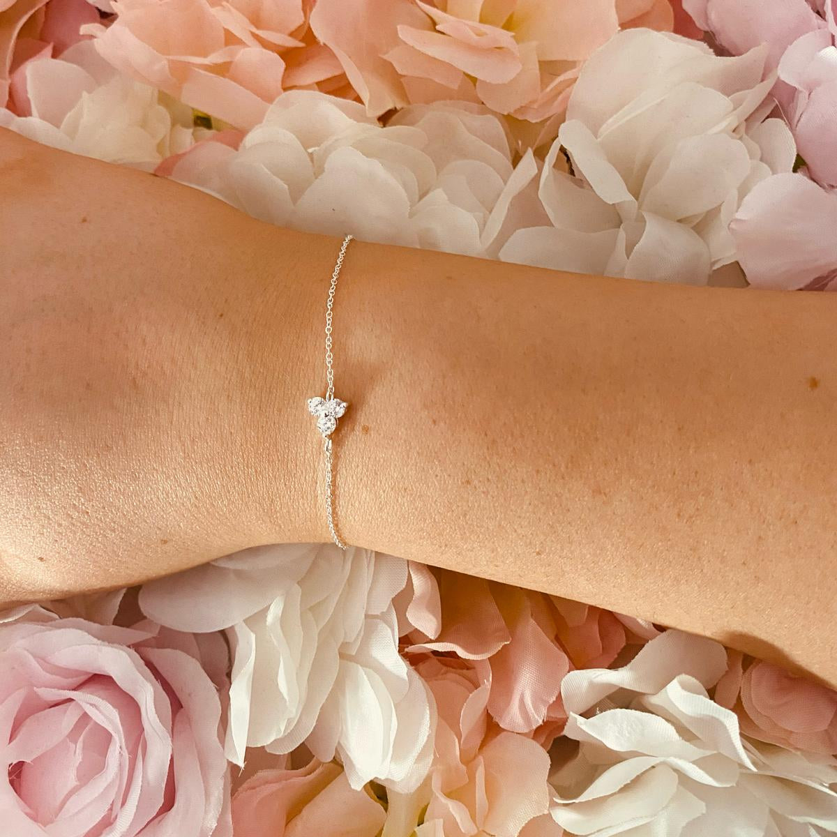 Sterling Silver Three Stone Bracelet CZ Stone - The Nova