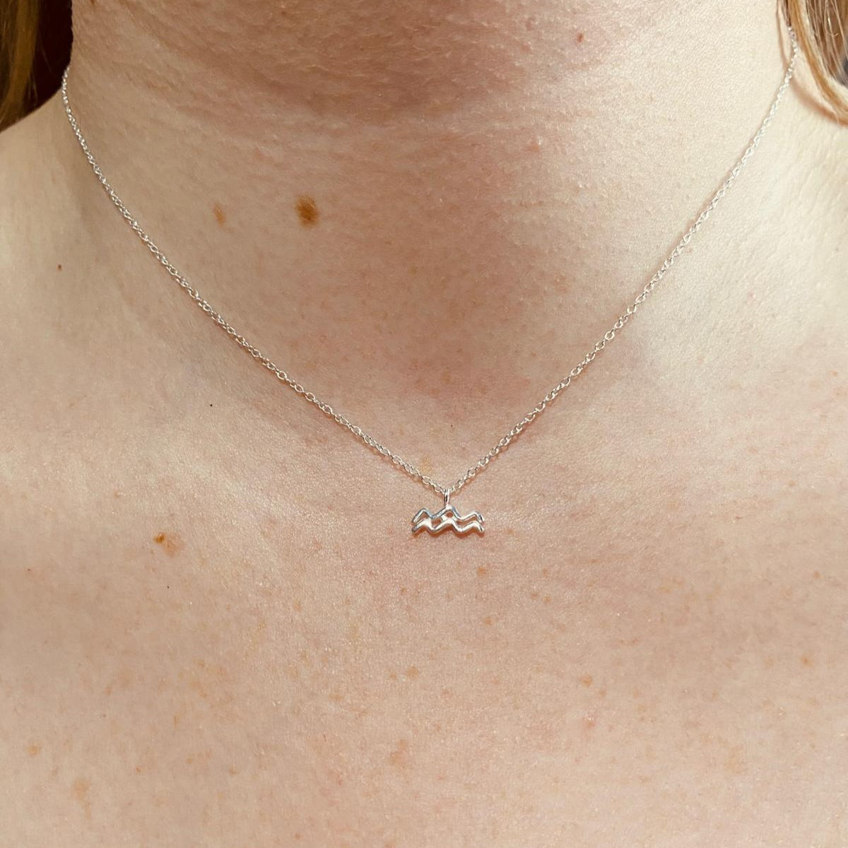 Sterling Silver Aquarius Zodiac Sign Necklace - The Aquarius