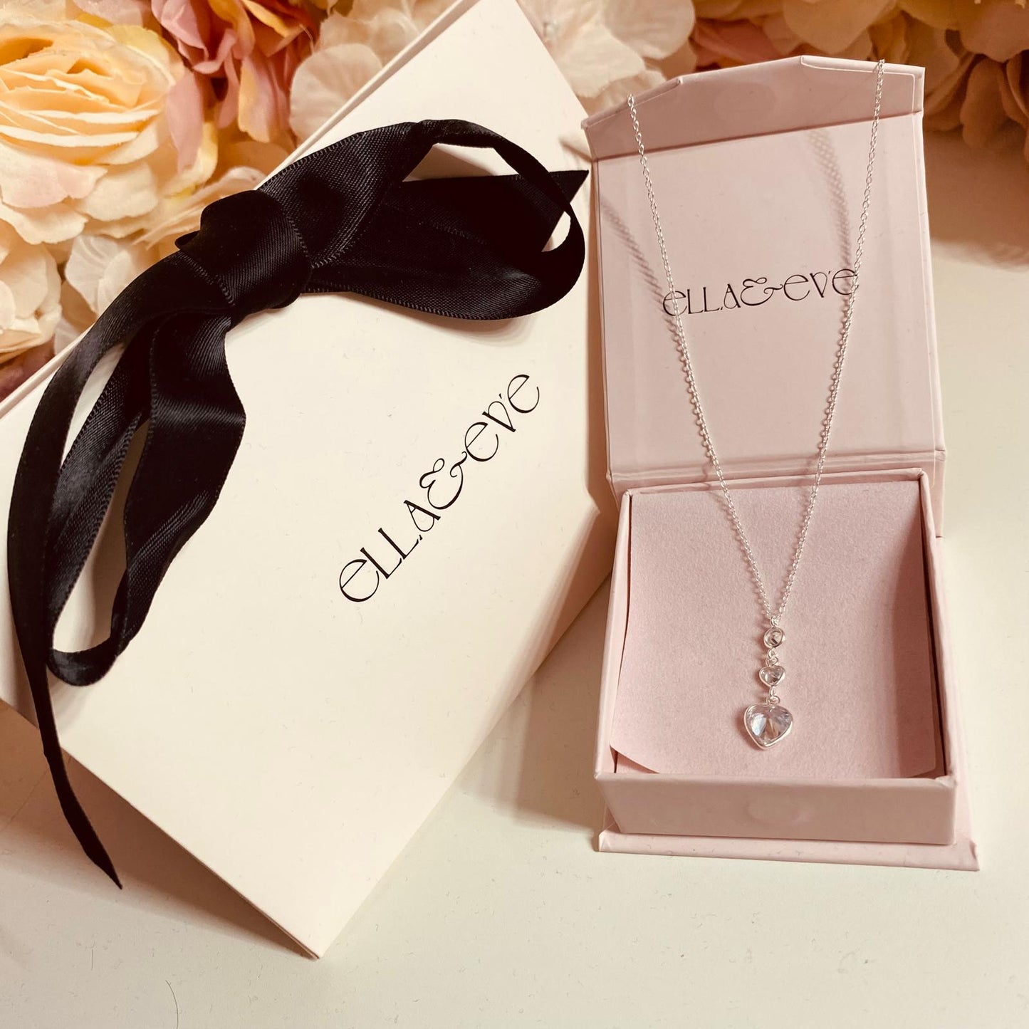 Sterling Silver Heart Necklace CZ Stone - The Amara