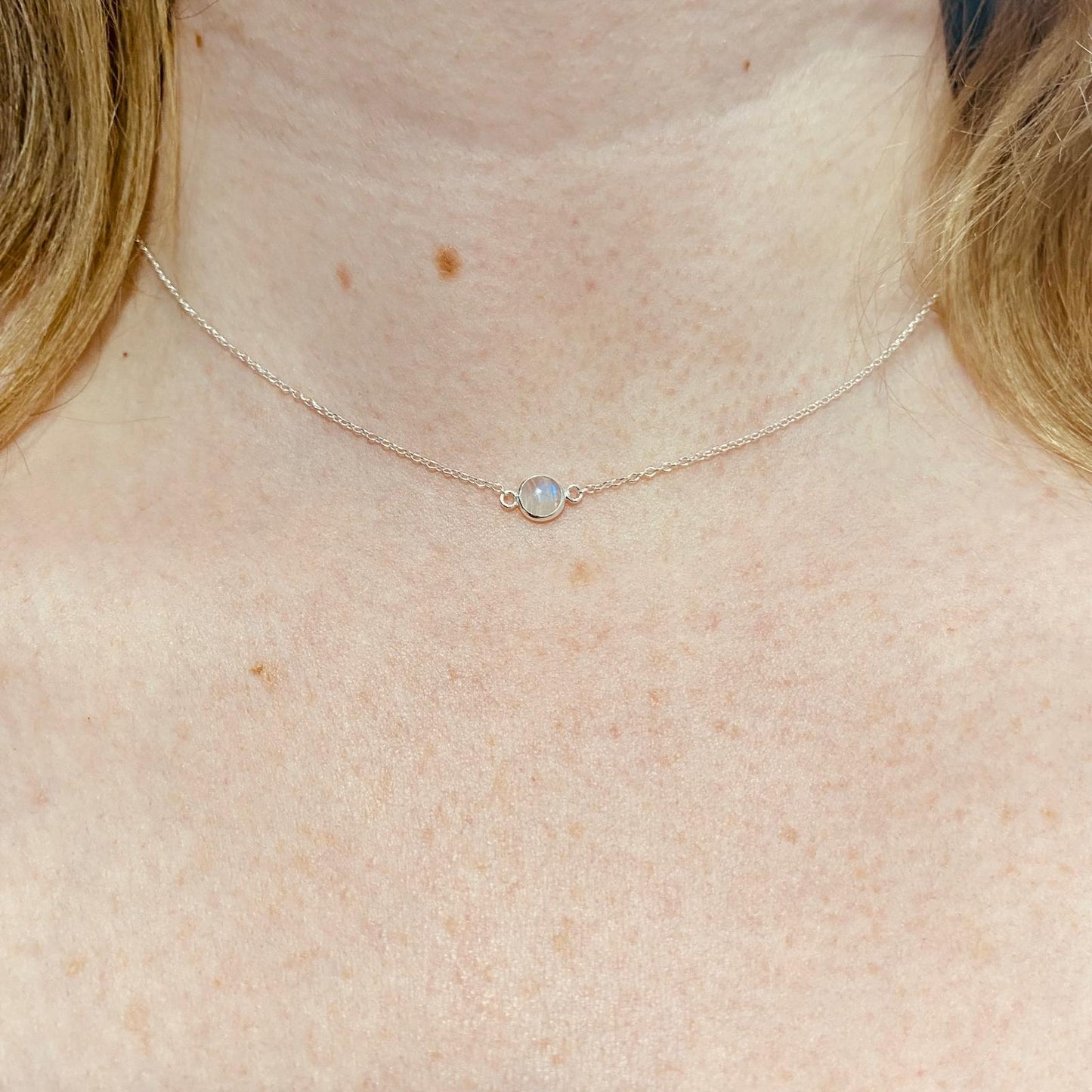 Sterling Silver Moonstone Necklace - The Selene