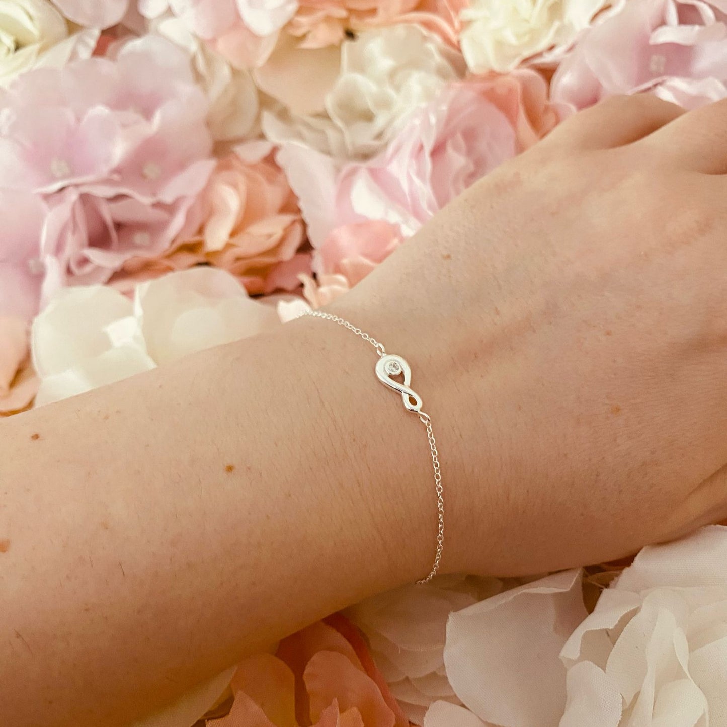 Sterling Silver Infinity Bracelet CZ Stone - The Vada