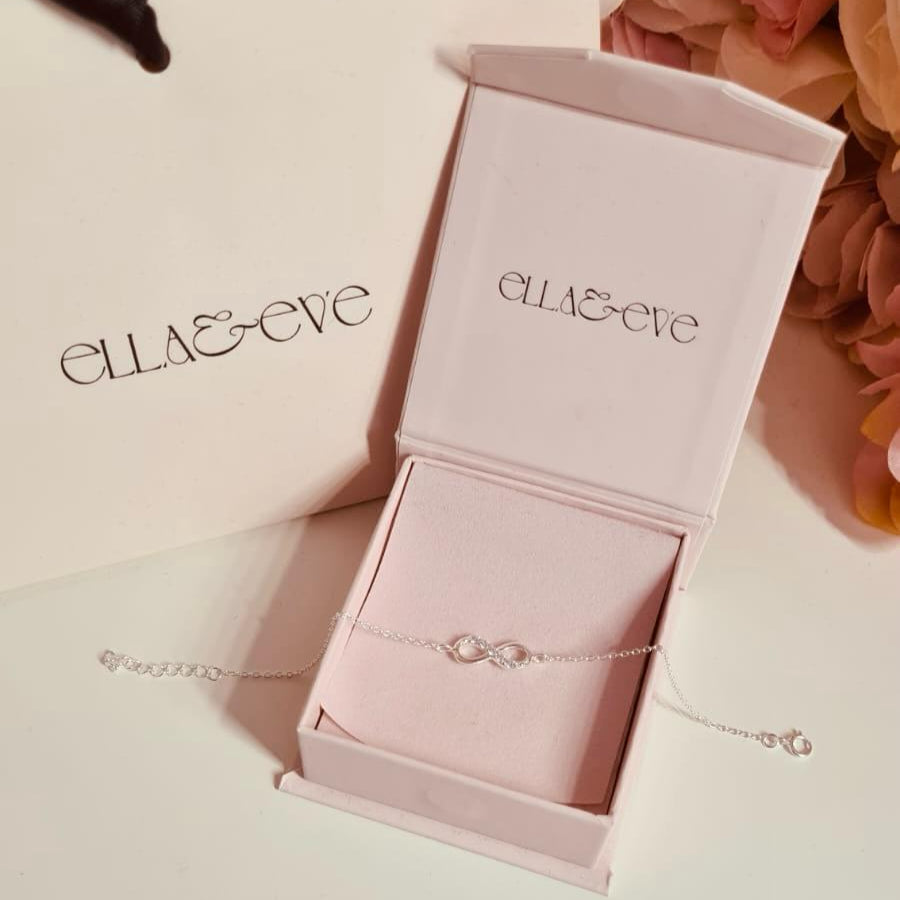 Sterling Silver Infinity Bracelet CZ Stone - The Shona