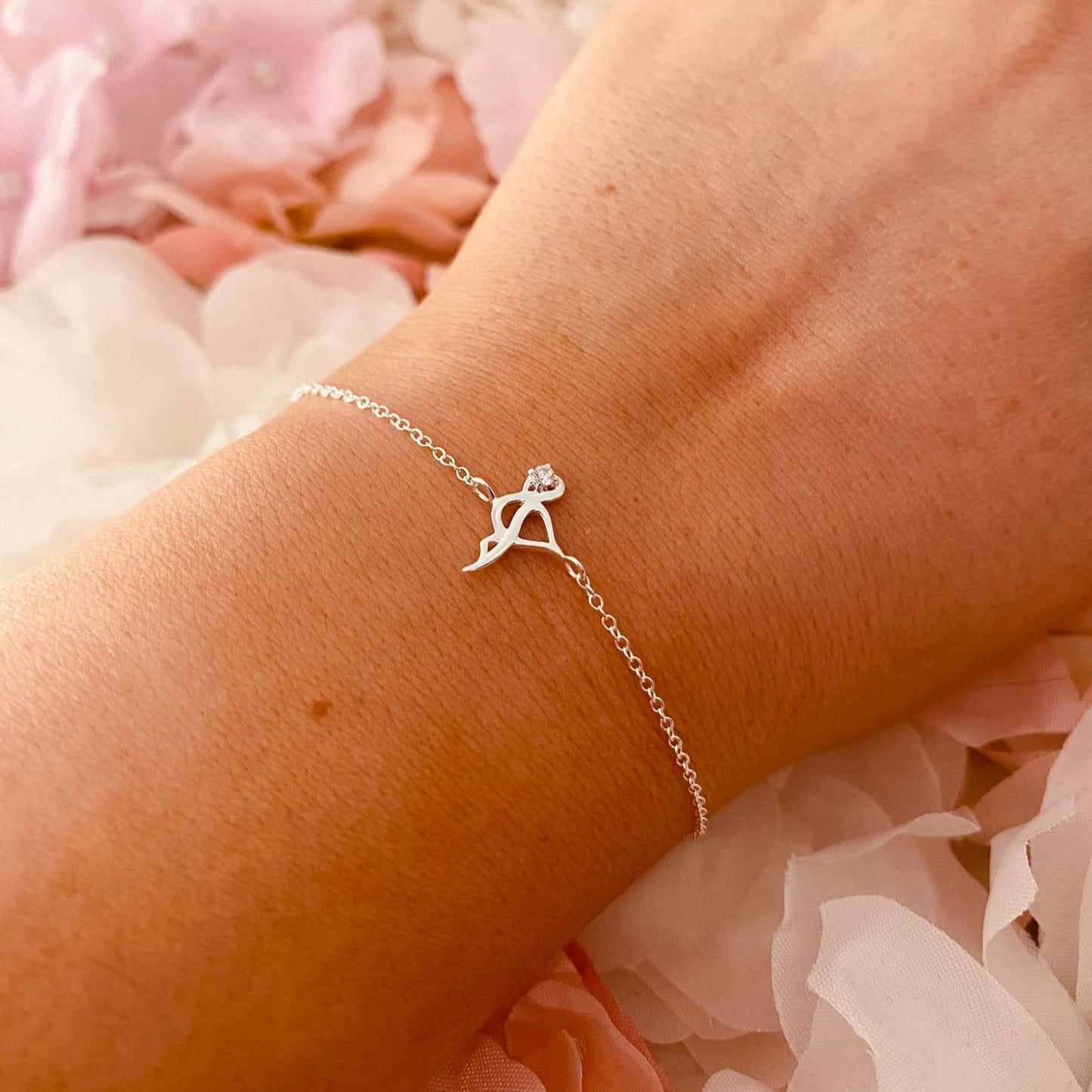 Sterling Silver Flamingo Bracelet CZ Stone - The Heidi