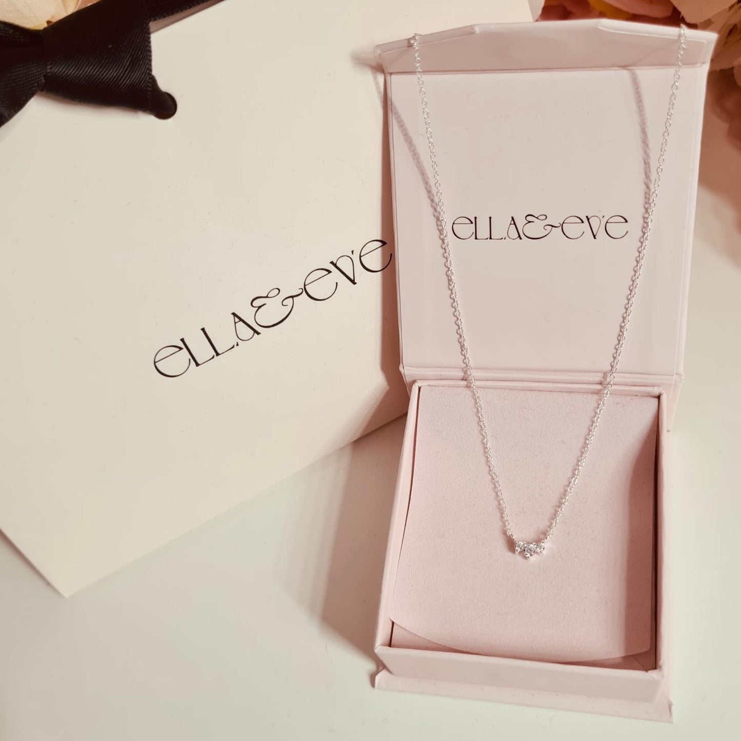 Sterling Silver Three Stone Necklace CZ Stone - The Nova