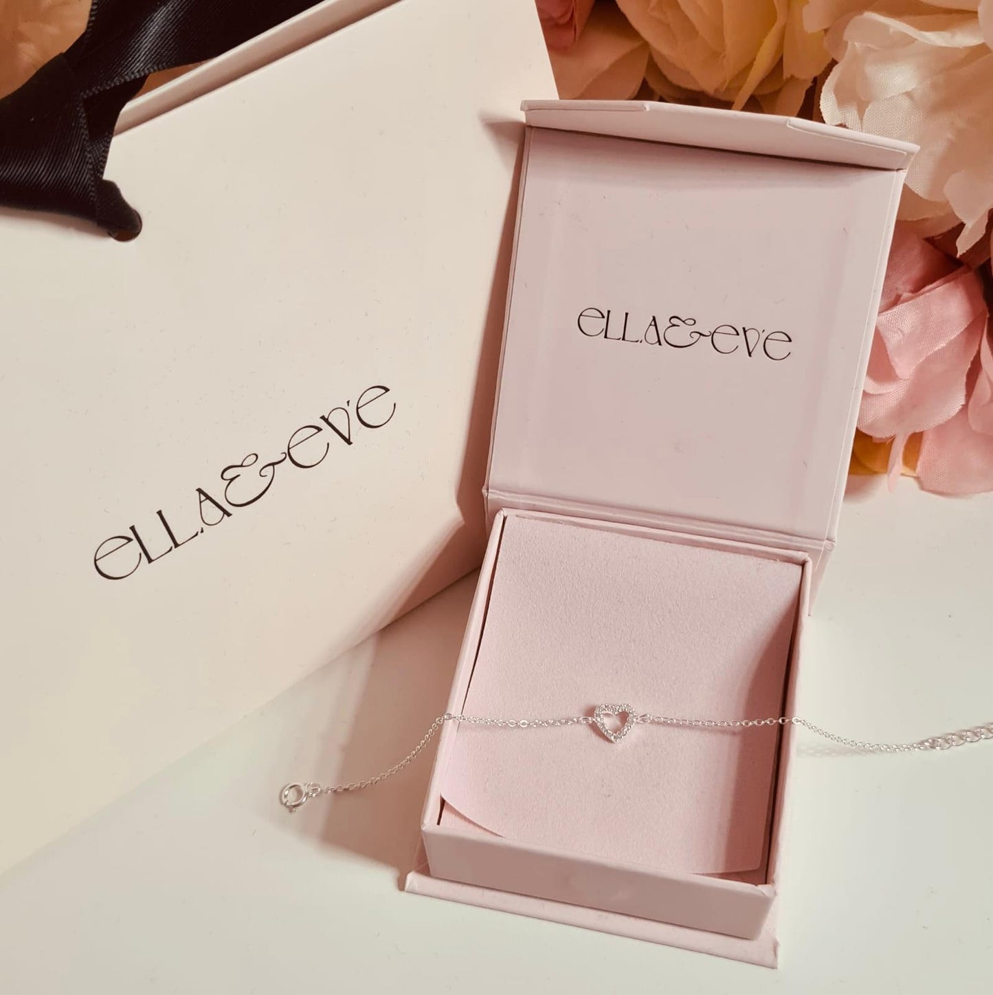 Sterling Silver Heart Bracelet CZ Stone - The Adelpha