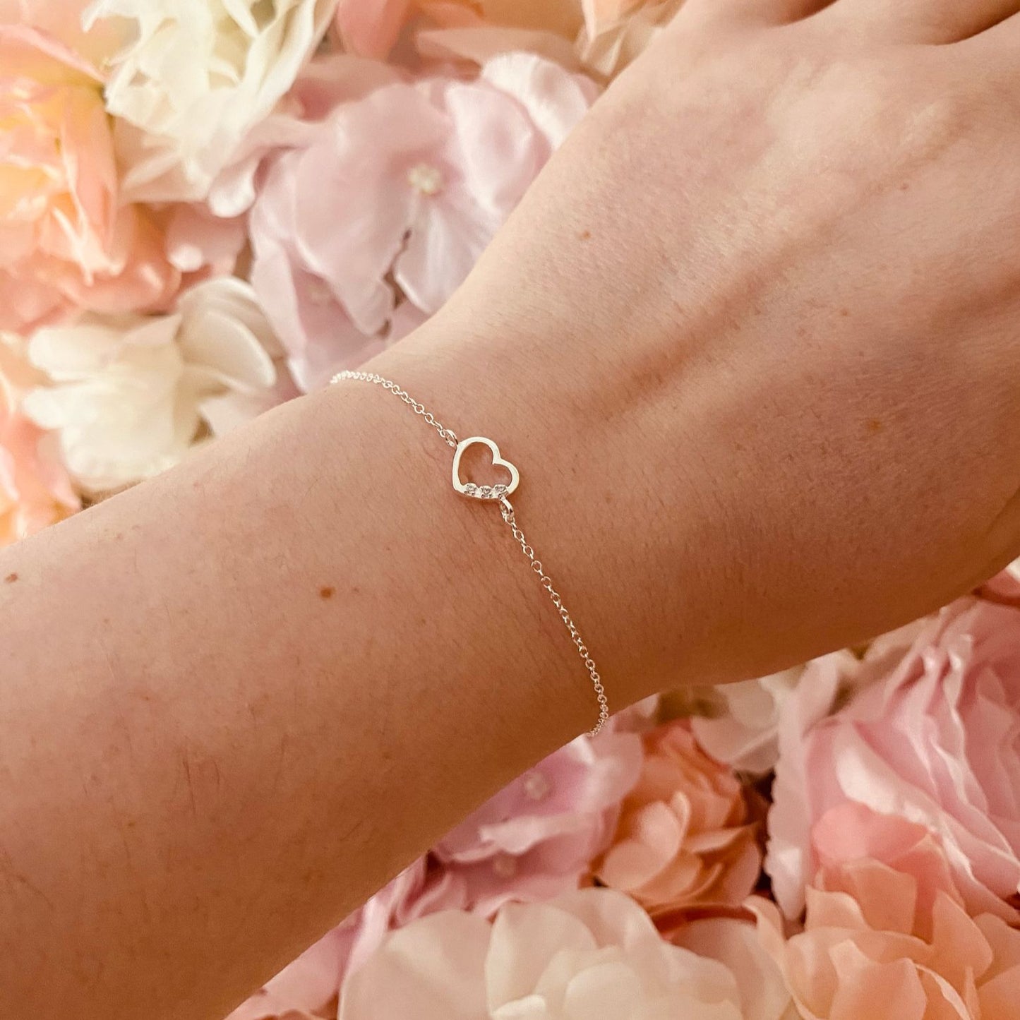 Sterling Silver Heart Bracelet CZ Stone - The Quinella