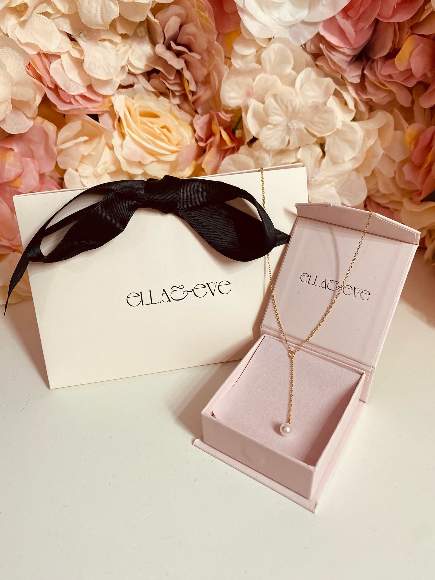 Gold Plated Sterling Silver Hanging Pearl Necklace - The Lilah