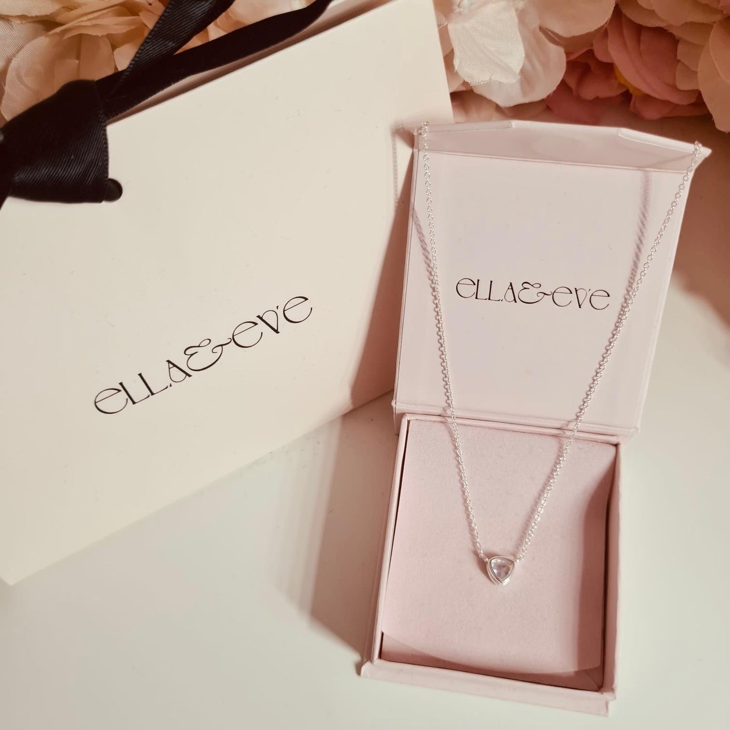 Sterling Silver Trillion Cut Necklace CZ Stone - The Kaur