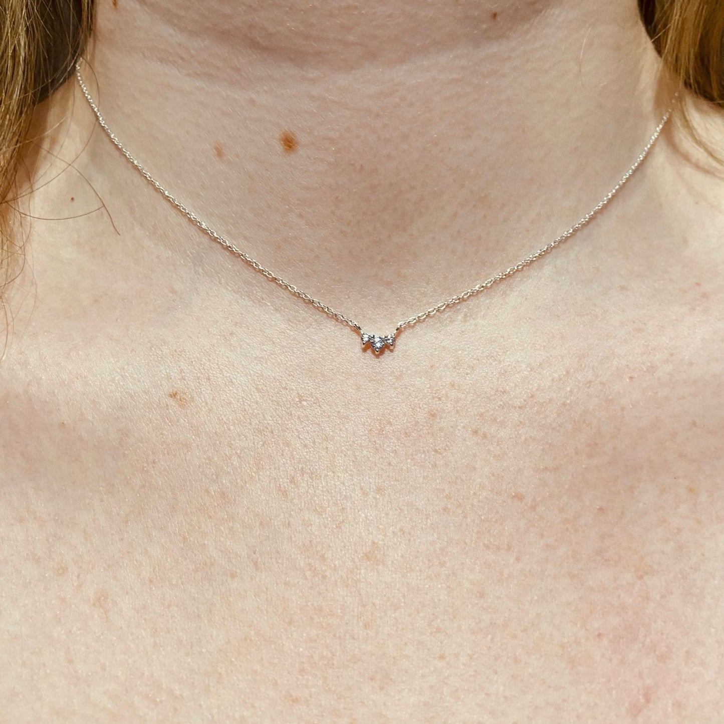 Sterling Silver Three Stone Necklace CZ Stone - The Nova