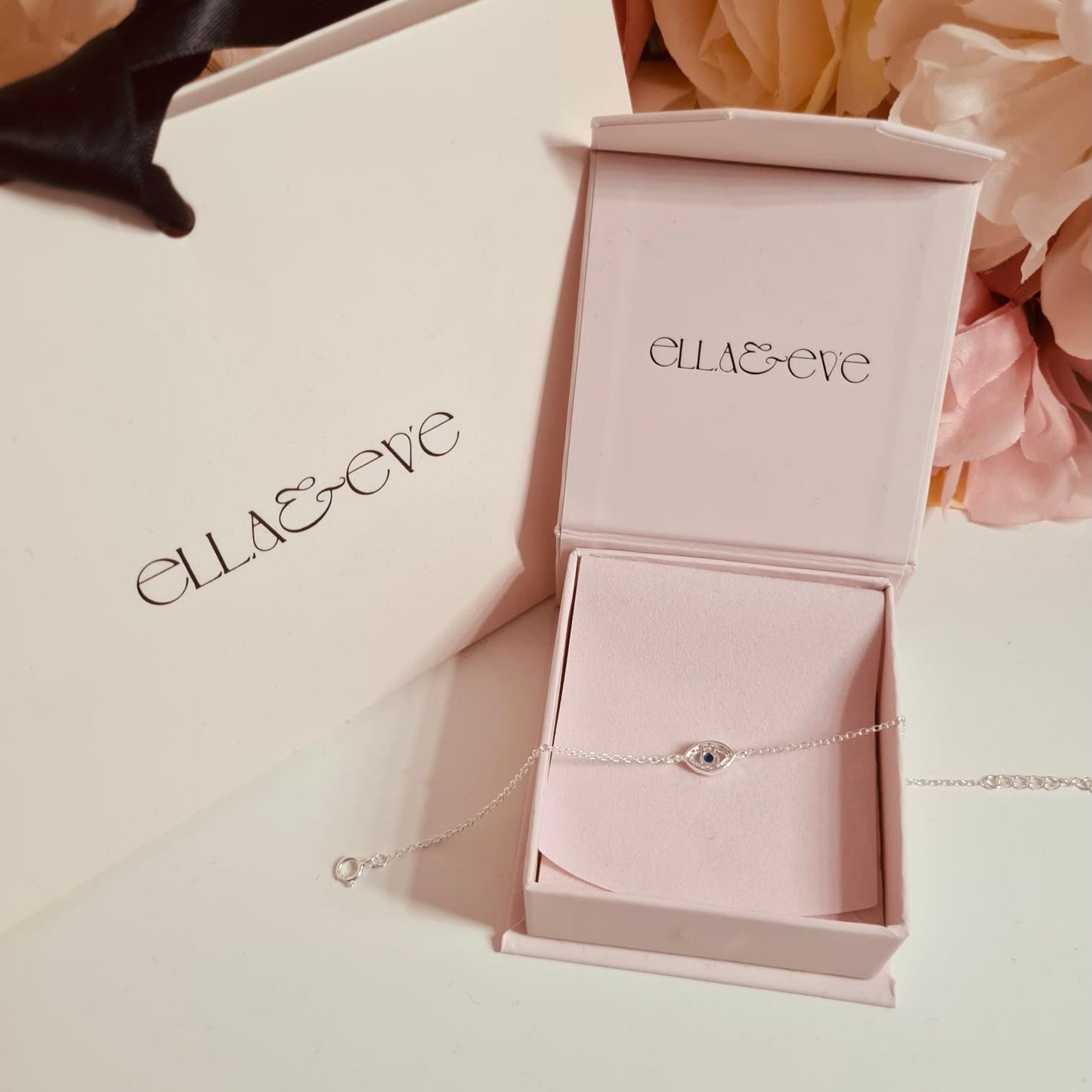 Sterling Silver Evil Eye Bracelet CZ Stone - The Beatrice