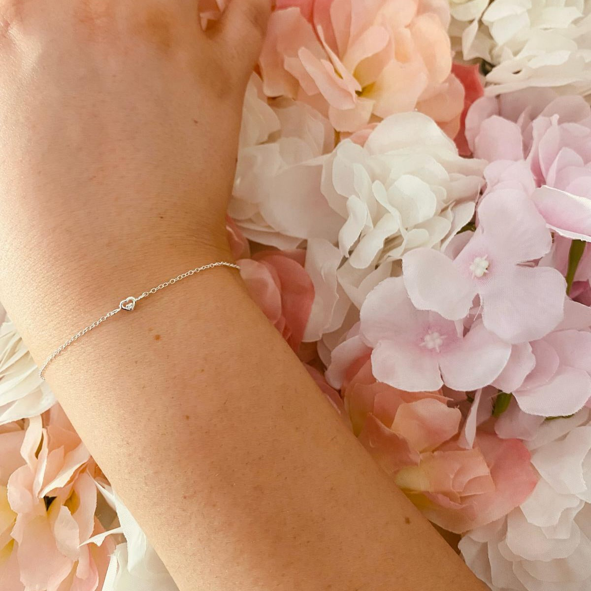 Sterling Silver Heart Bracelet CZ Stone - The Jolie