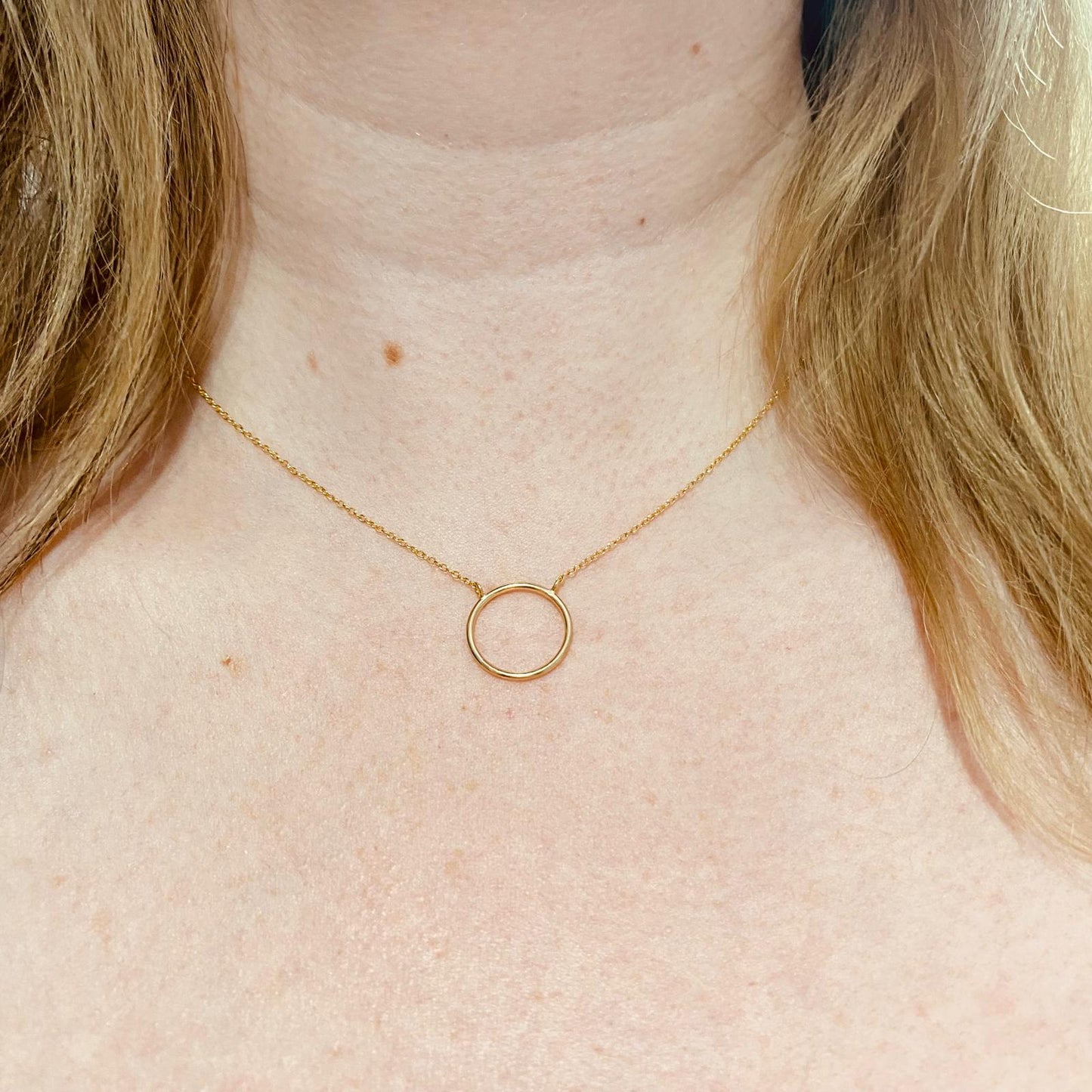 Gold Plated Sterling Silver Circle Necklace - The Betty