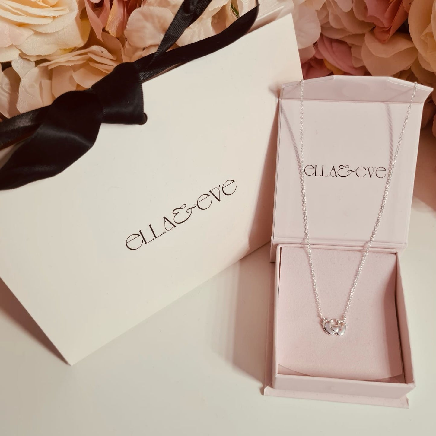 Sterling Silver Heart Foot Print Necklace - The Mama