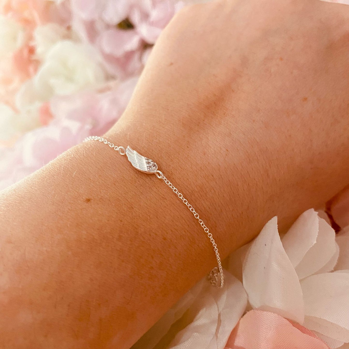Sterling Silver Wing Bracelet CZ Stone - The Yuko