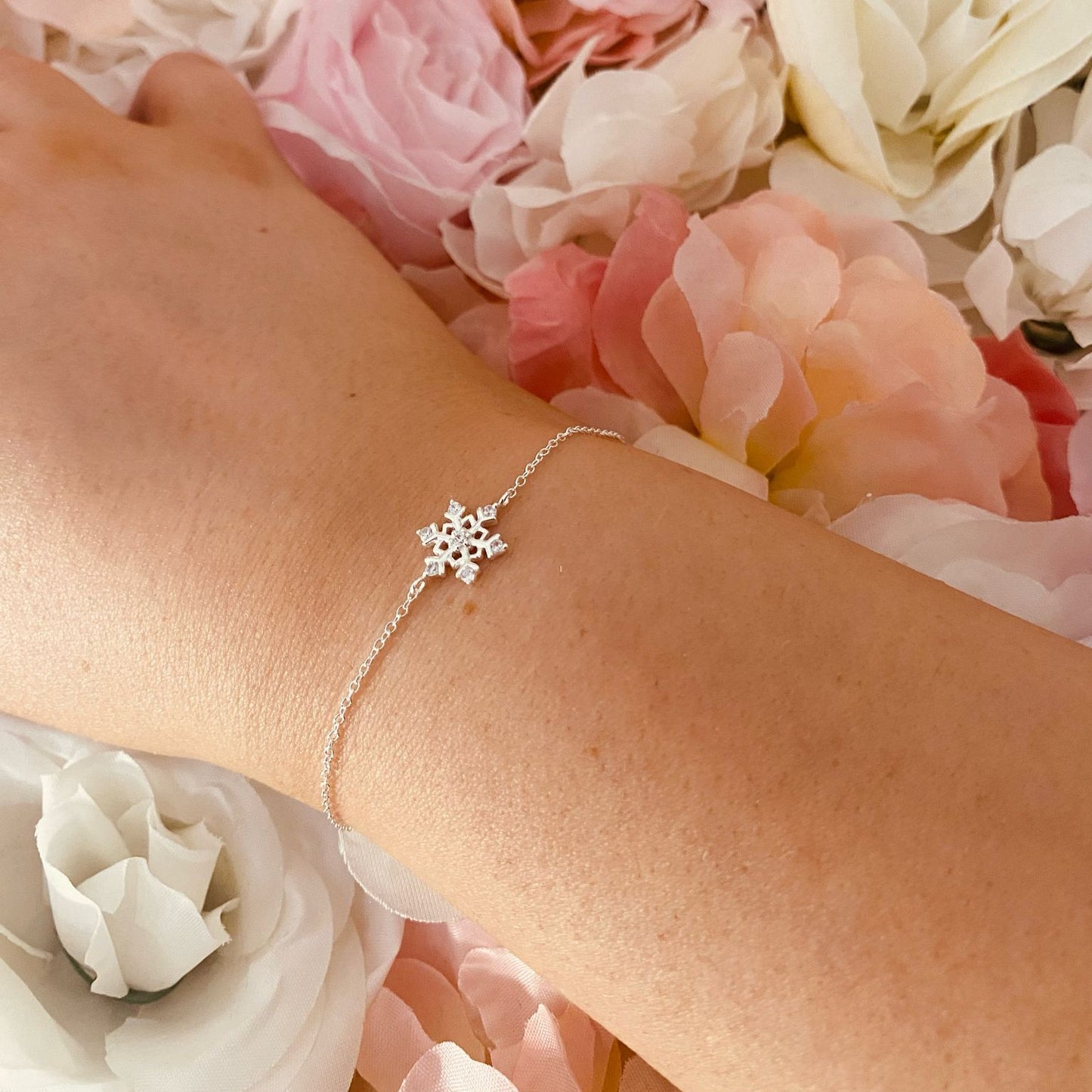 Sterling Silver Snowflake Bracelet CZ Stone - The Wynter