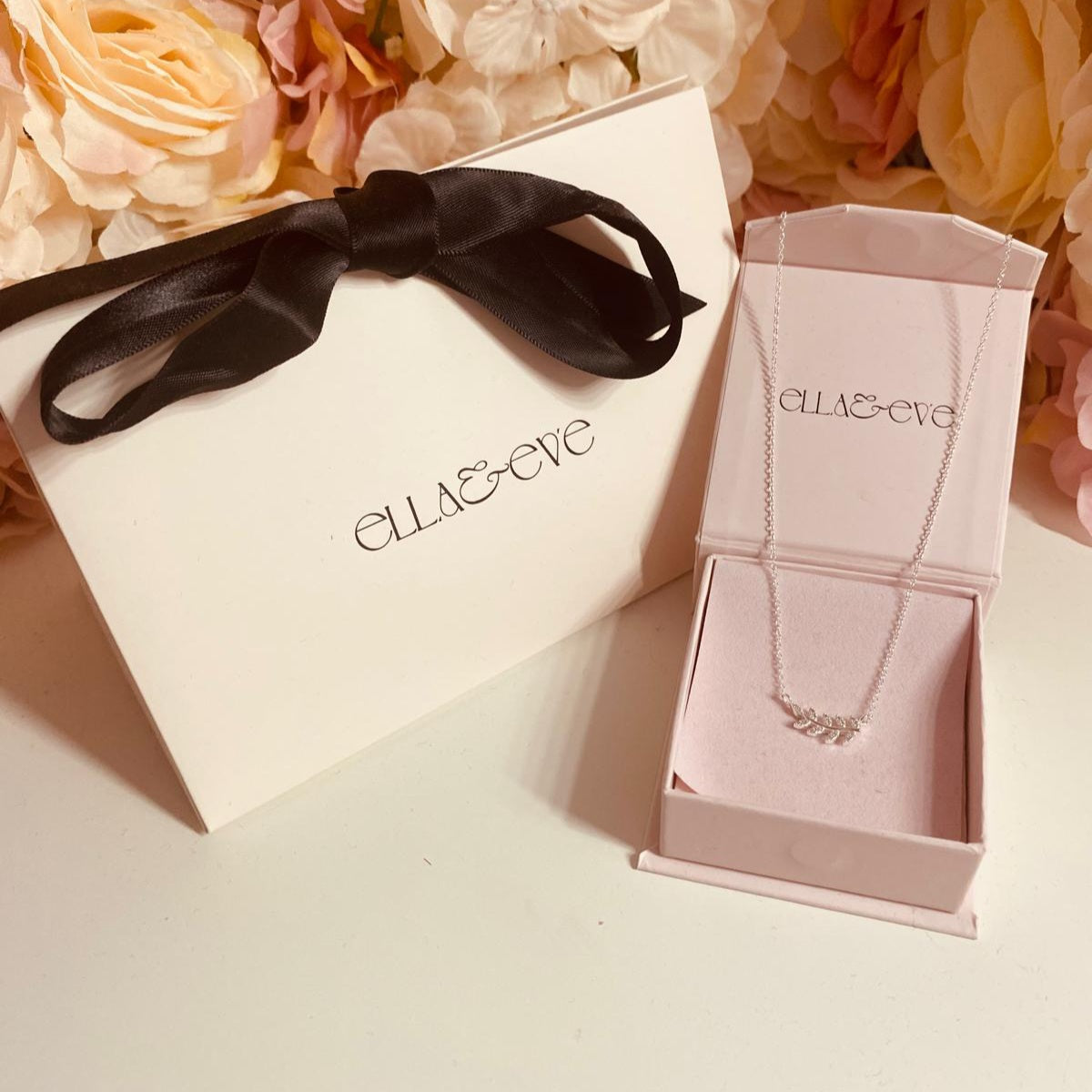 Sterling Silver Olive Leaf Necklace CZ Stone - The Olive