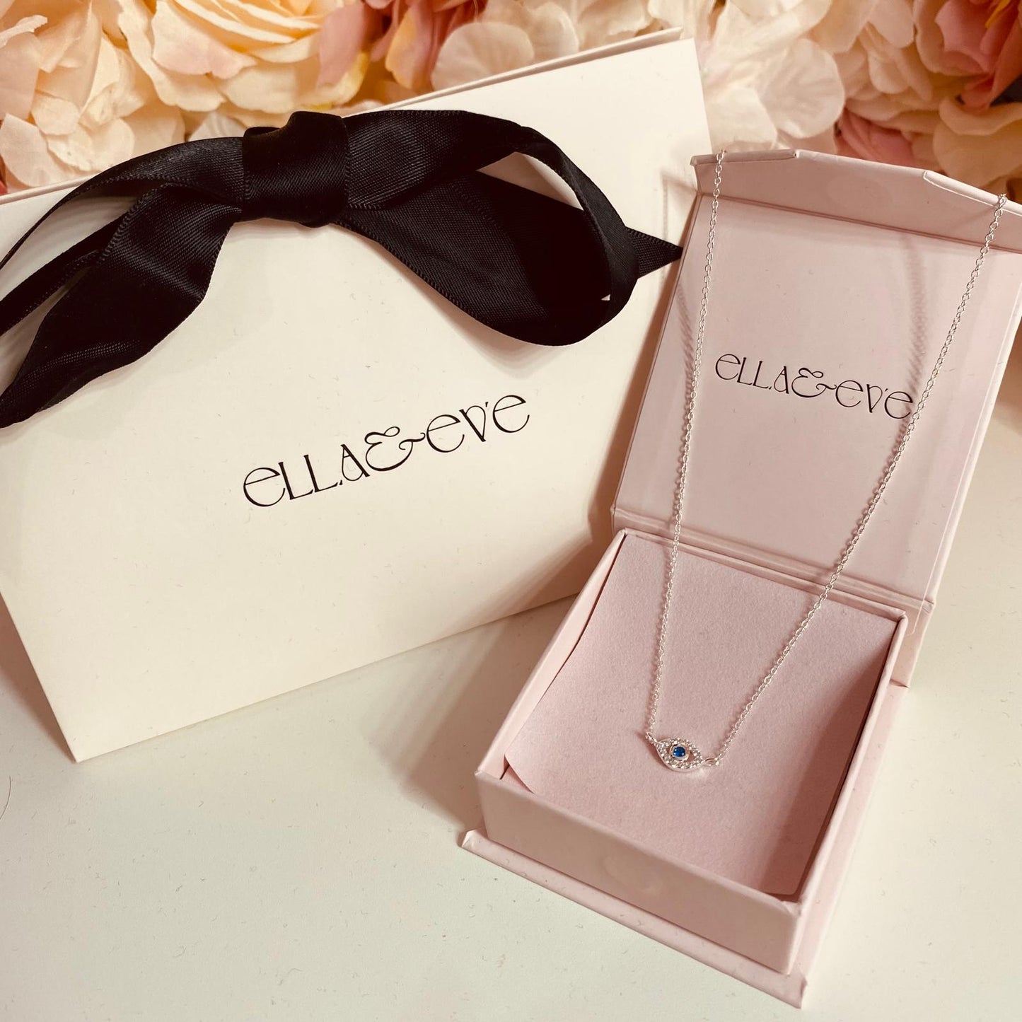 Sterling Silver Evil Eye Necklace CZ Stone - The Beatrice