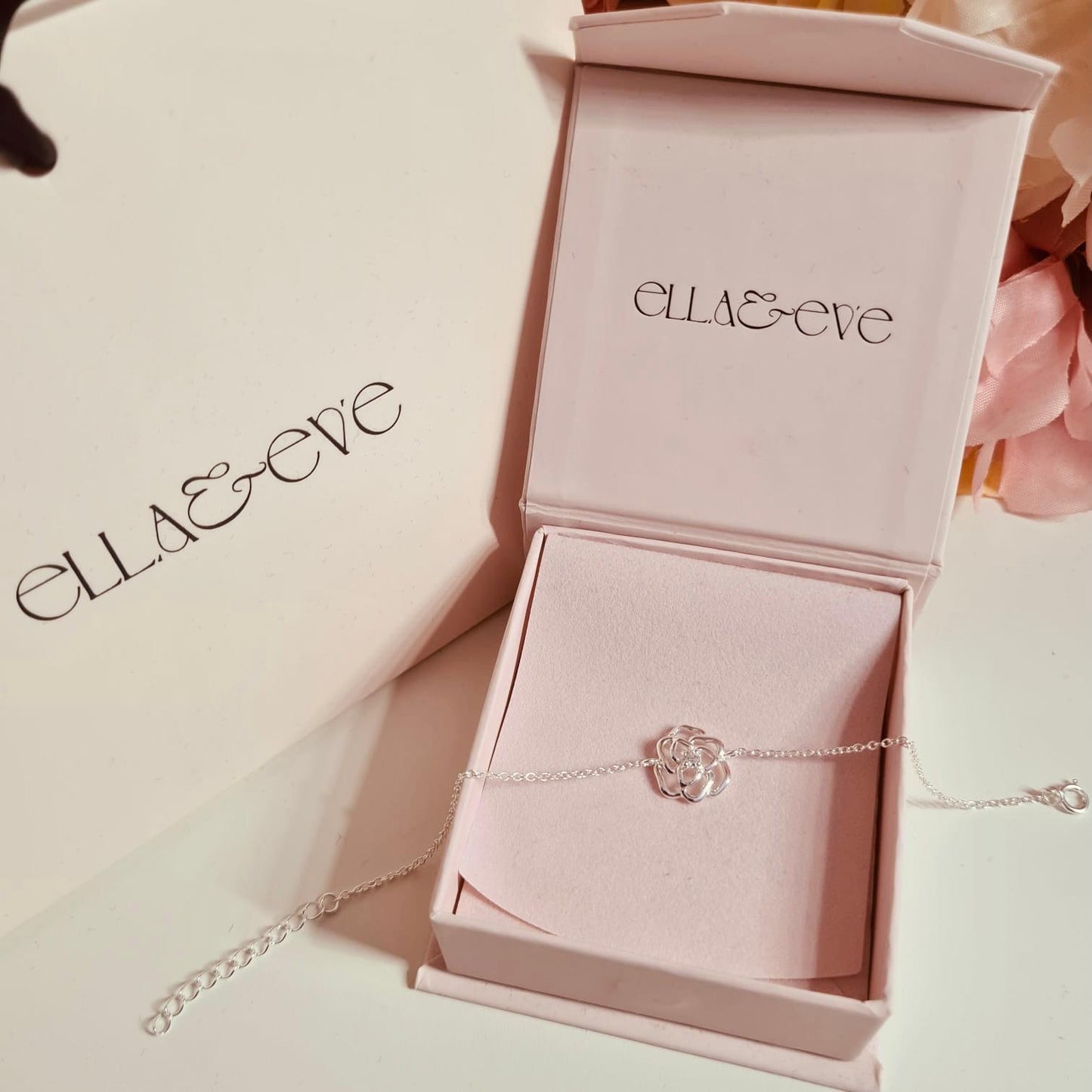 Sterling Silver Rose Bracelet CZ Stone - The Primrose