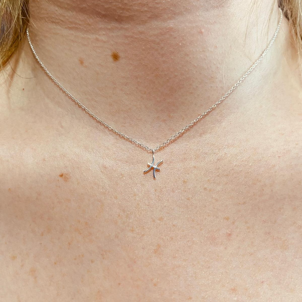 Sterling Silver Pisces Zodiac Sign Necklace - The Pisces