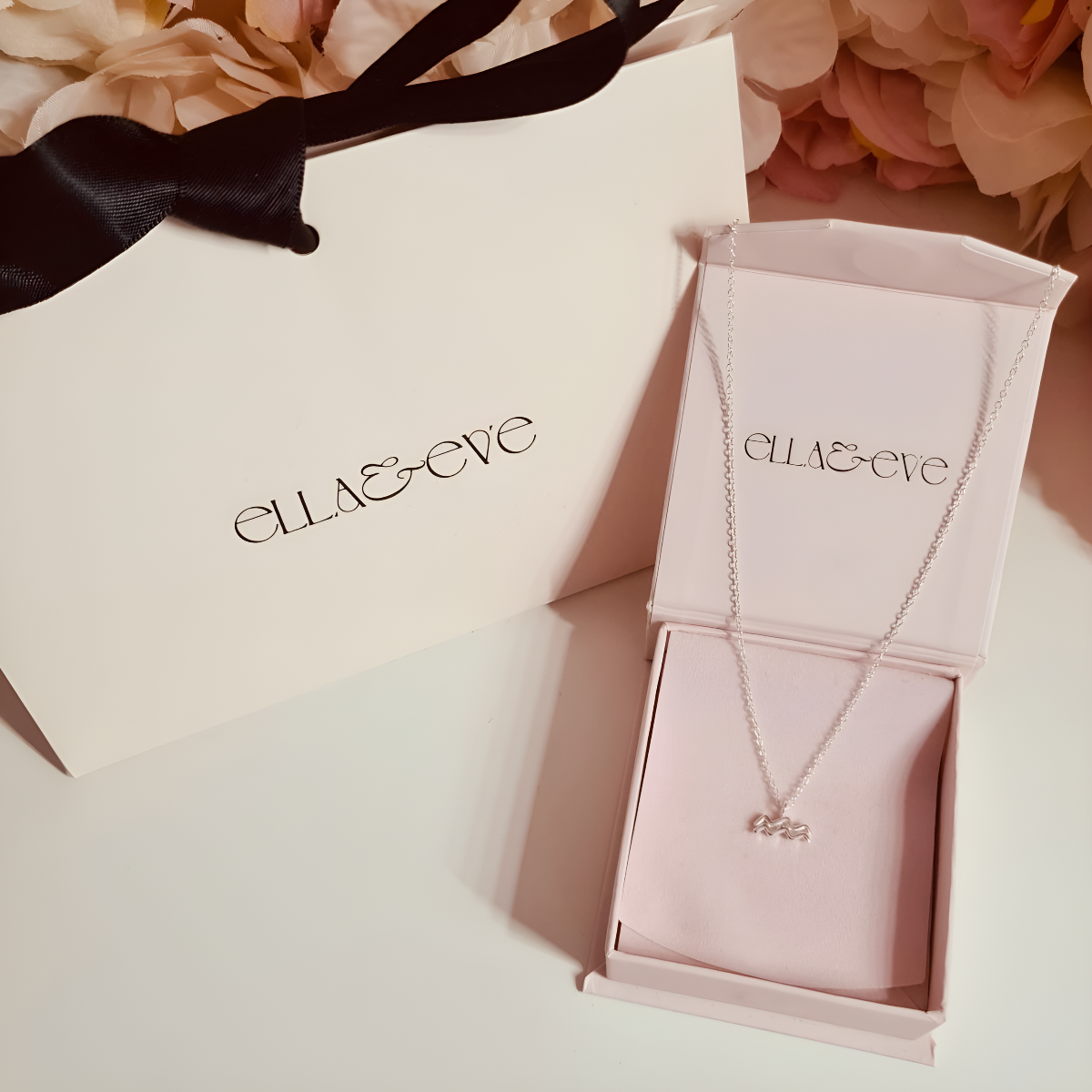 Sterling Silver Aquarius Zodiac Sign Necklace - The Aquarius