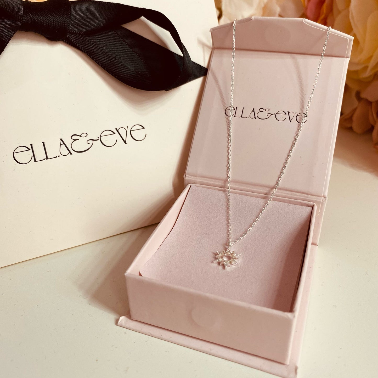 Sterling Silver Sun Necklace CZ Stone - The Aurora