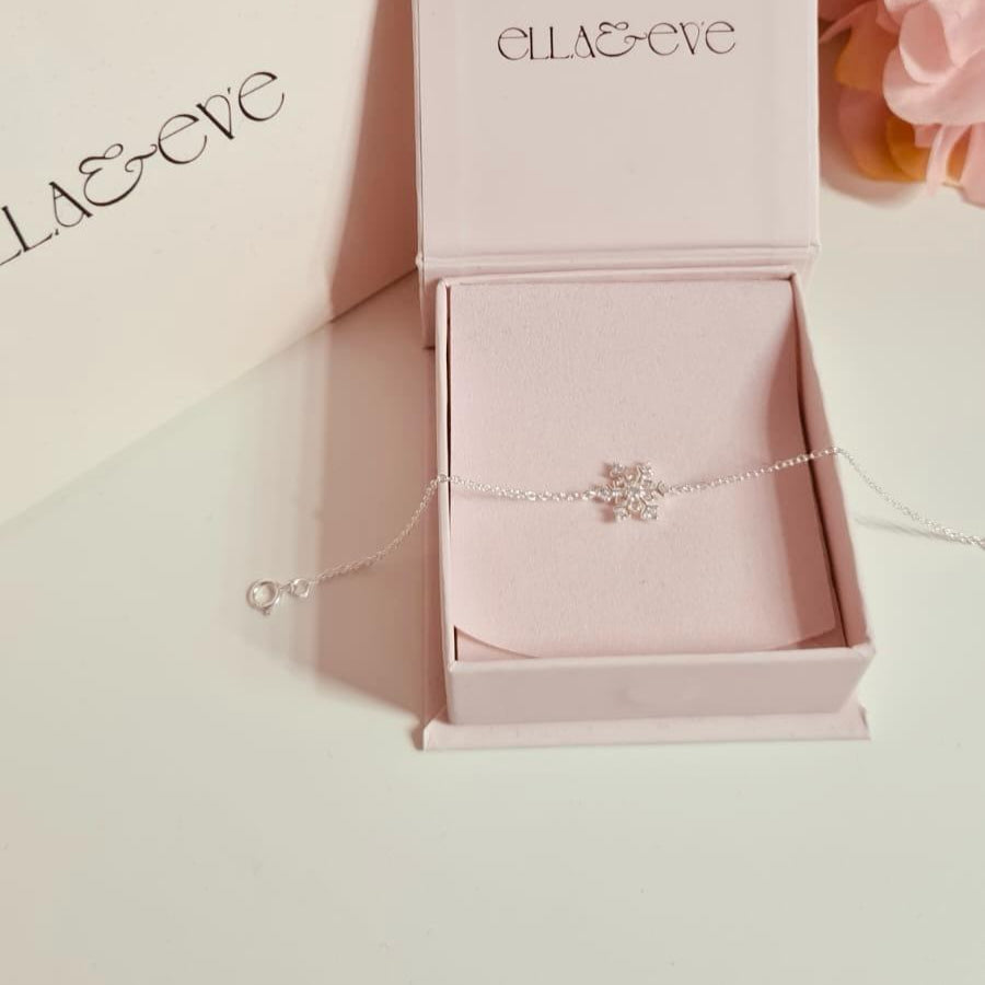 Sterling Silver Snowflake Bracelet CZ Stone - The Wynter
